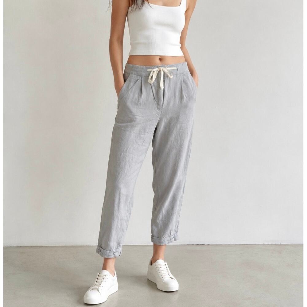 Wilfred Linen Blend Gray size 6 Cropped Joggers Capri Pants